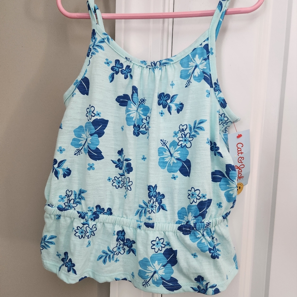 Cat & Jack Blue Floral Kids Tank Top